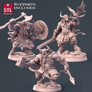 Viking Minotaurs Set 32mm Resin Tabletop Miniaturen – STL Miniatures bei Mines & Dragons